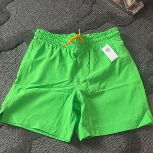 Old Navy Boys Neon Green Swim Trunks with Yellow Drawstring